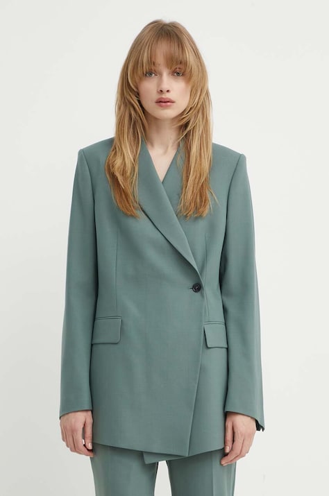 Сако с вълна Tiger Of Sweden Eliwira в зелено с двуредно закопчаване с изчистен дизайн S70902060