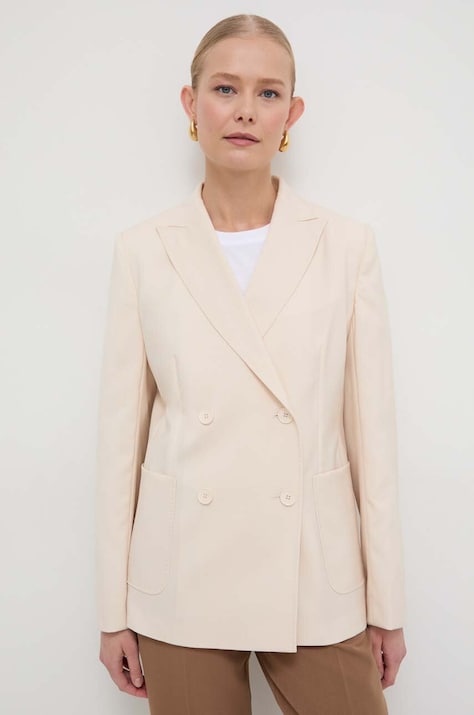 Weekend Max Mara geacă de lână culoarea bej, cu două rânduri de nasturi, uni 2415040000000