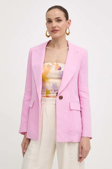Ленено сако Marella в розово с едно копче с изчистен дизайн 2413041094200