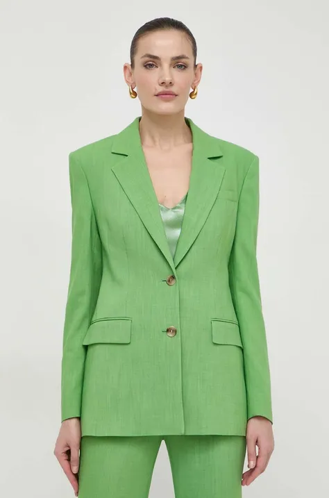 Піджак BOSS колір зелений однобортний однотонна