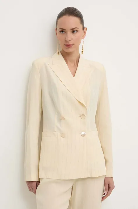 Пиджак с примесью льна Liu Jo цвет бежевый двубортный узор