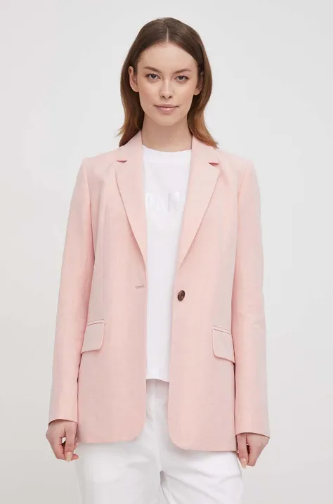 Піджак з домішкою льону Barbour колір рожевий однобортний однотонна