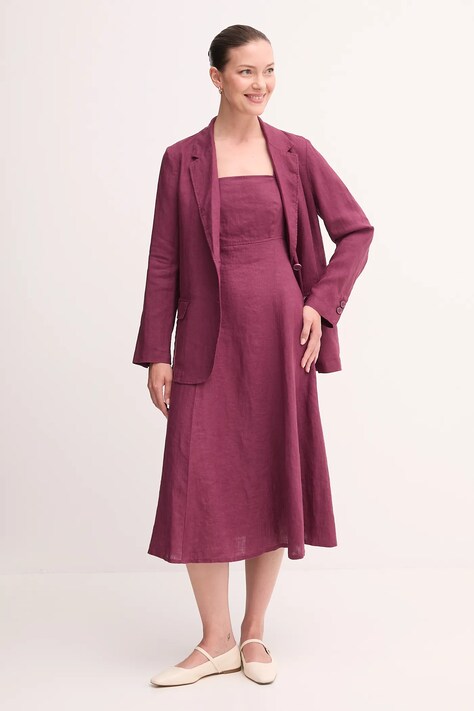 United Colors of Benetton однобортний піджак жіночий лляний — SS24-KZD07L, бордо — фото 2
