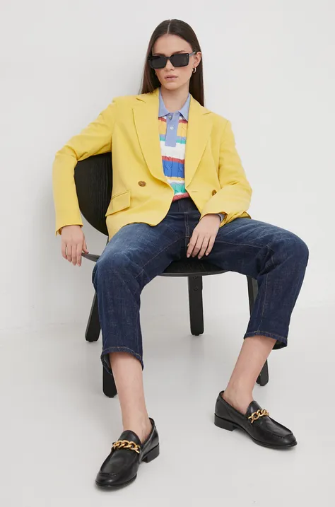 Пиджак Sisley цвет жёлтый двубортный однотонная