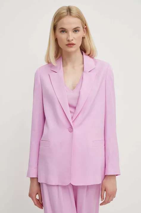 Піджак Sisley колір рожевий однобортний однотонна