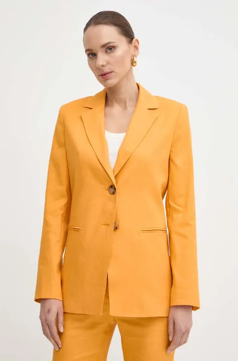 Plátěné sako Marella oranžová barva, jednořadá, hladká, 2413041022200
