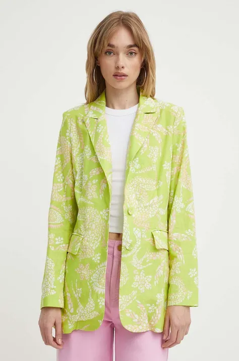 Пиджак с примесью льна Never Fully Dressed цвет зелёный однобортный узор