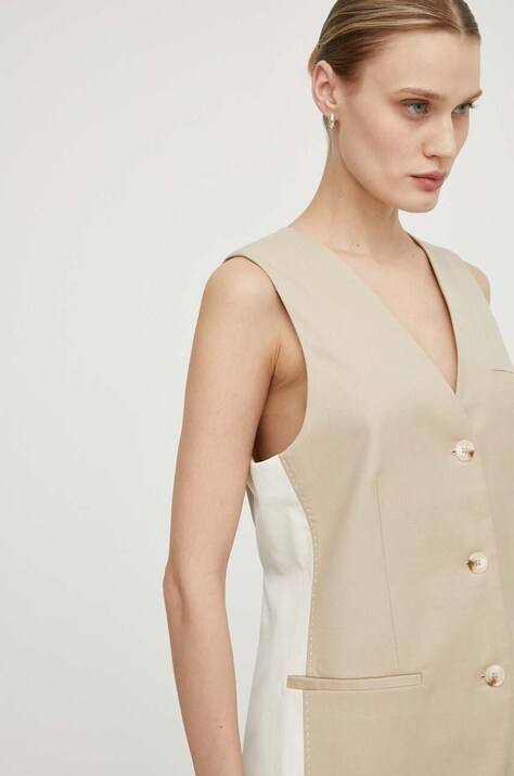 Жилетка с примесью шерсти Remain цвет бежевый однобортный