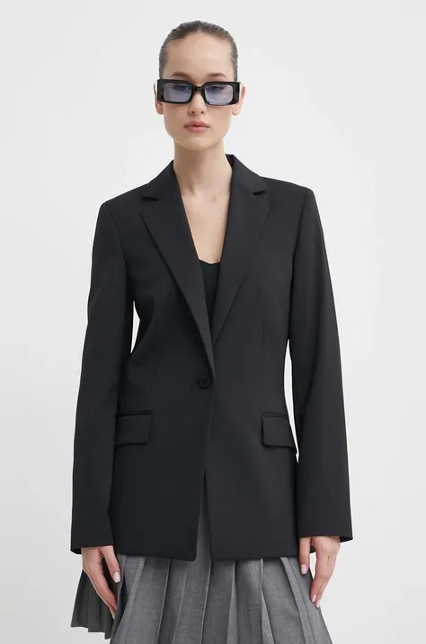 Пиджак с примесью шерсти HUGO цвет чёрный однобортный однотонная 50516447