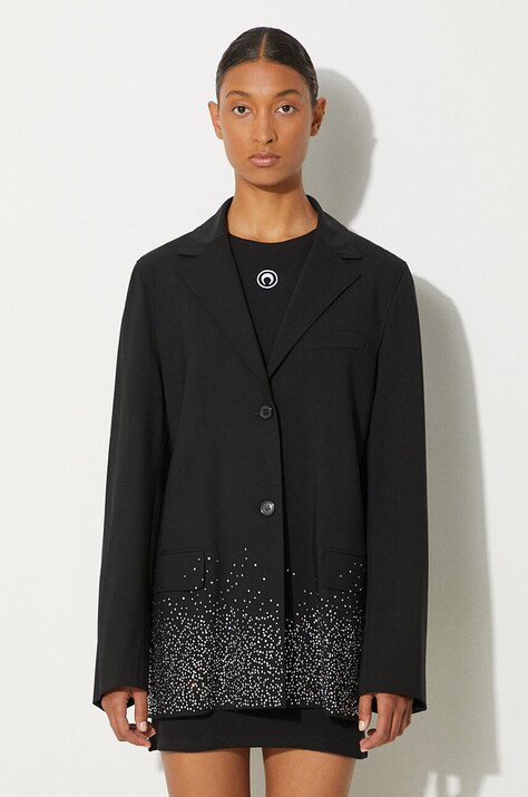 Шерстяной пиджак JW Anderson Crystal Hem Blazer цвет чёрный oversize узор JK0308.PG1321.999