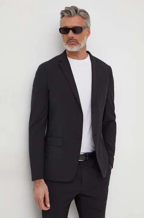 Volnen suknjič Calvin Klein črna barva