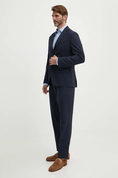 Moška obleka s primesjo volne BOSS mornarsko modra barva, 50514640
