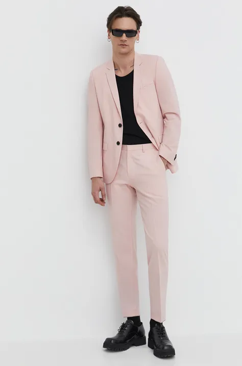 Пиджак с примесью шерсти HUGO цвет розовый