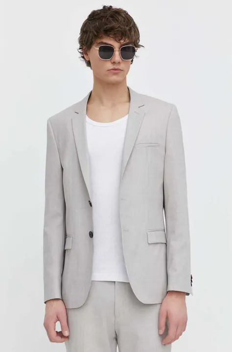 Пиджак с примесью шерсти HUGO цвет серый