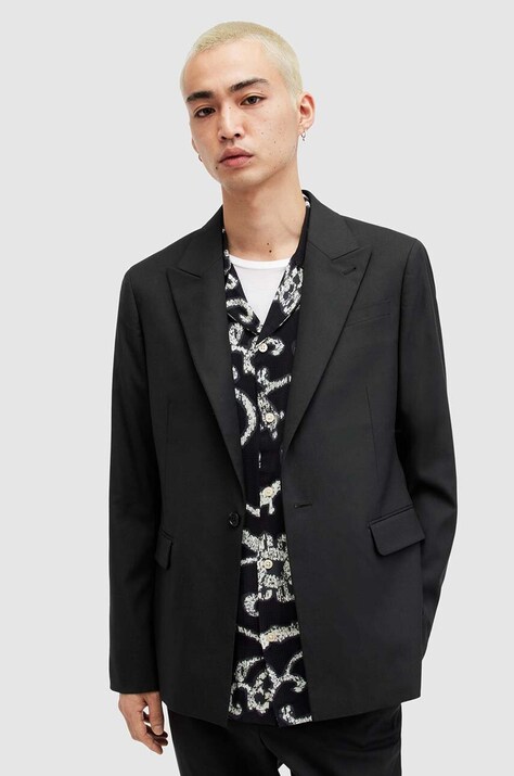 AllSaints blézer gyapjú keverékből Dima fekete