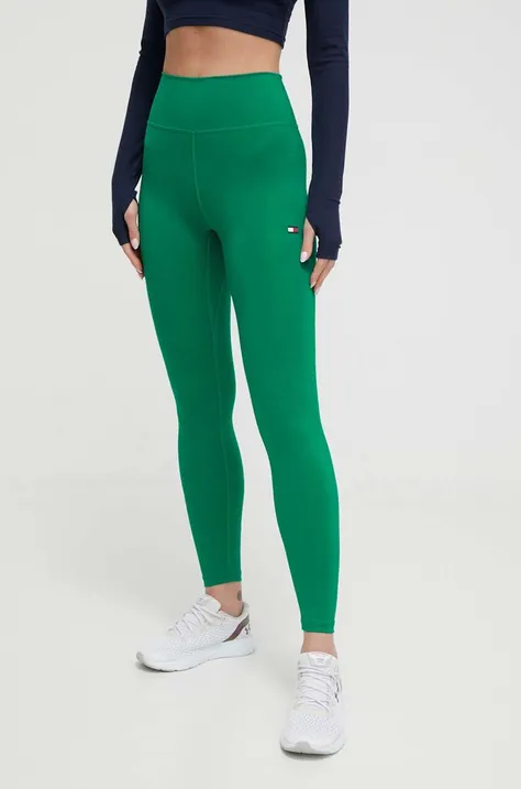 Легінси Tommy Hilfiger жіночі колір зелений однотонні