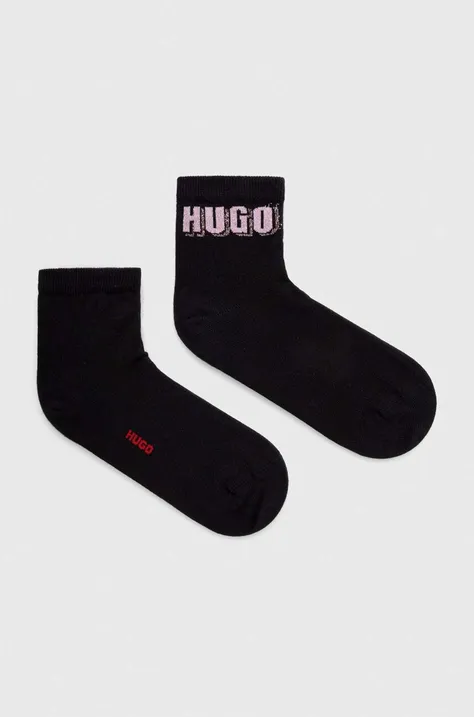 HUGO skarpetki 2-pack damskie kolor czarny
