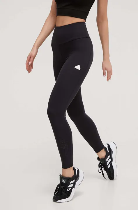 adidas legginsy damskie kolor czarny z nadrukiem