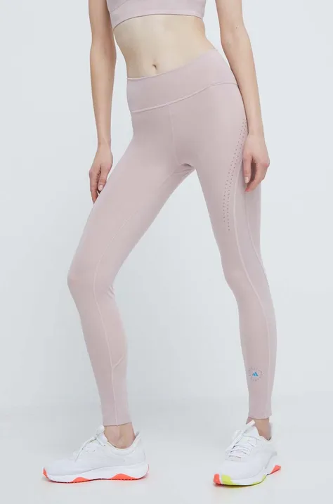 adidas by Stella McCartney legginsy treningowe TruePurpose Optime kolor różowy gładkie IR9643