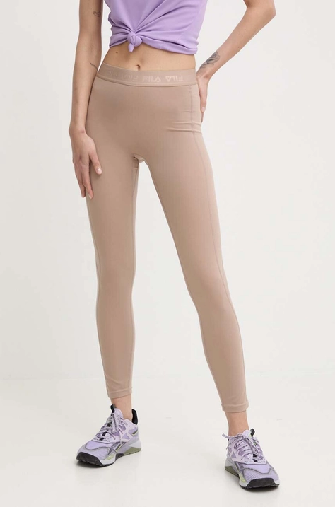 Fila leggins de alergare Roses culoarea maro, neted, FAW0705