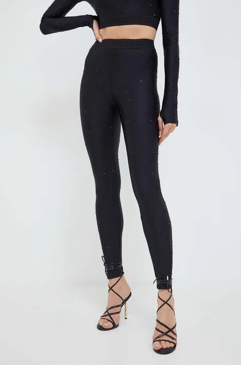 Legíny Versace Jeans Couture dámské, černá barva, s aplikací, 76HACE05 CJXXE