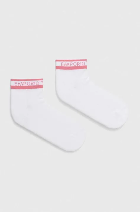 Emporio Armani Underwear sosete 2-pack femei, culoarea alb