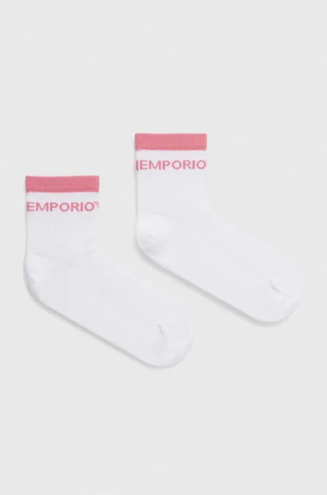 Emporio Armani Underwear sosete 2-pack femei, culoarea alb