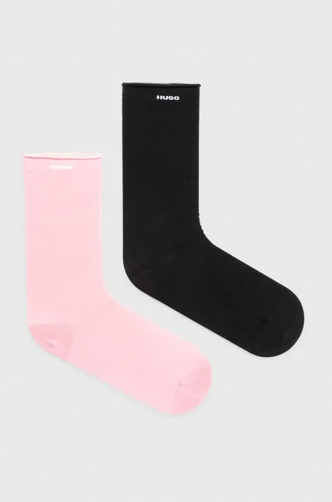 Ponožky HUGO 2-pak dámske,ružová farba,50502047