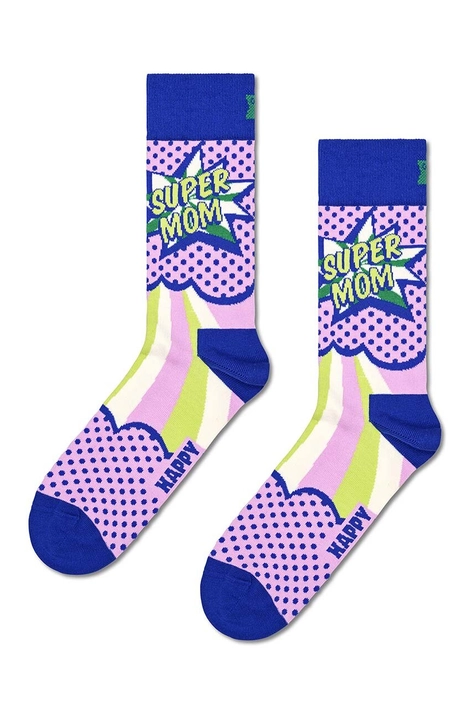 Čarape Happy Socks Super Mom Sock za žene, boja: ljubičasta