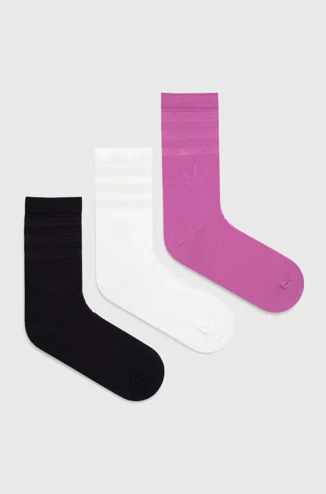 Ponožky adidas Originals 3-pak dámske, čierna farba, IT7396
