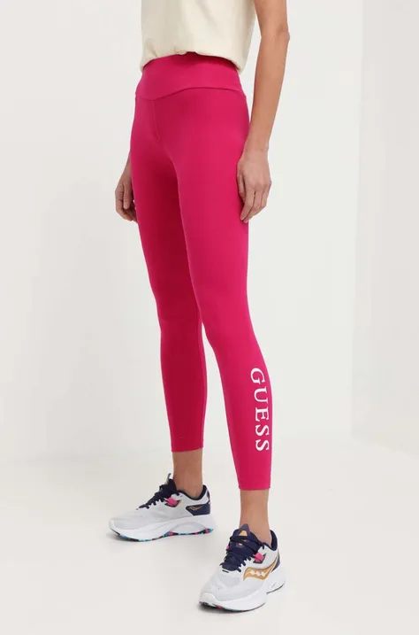Guess legginsy damskie kolor różowy z nadrukiem