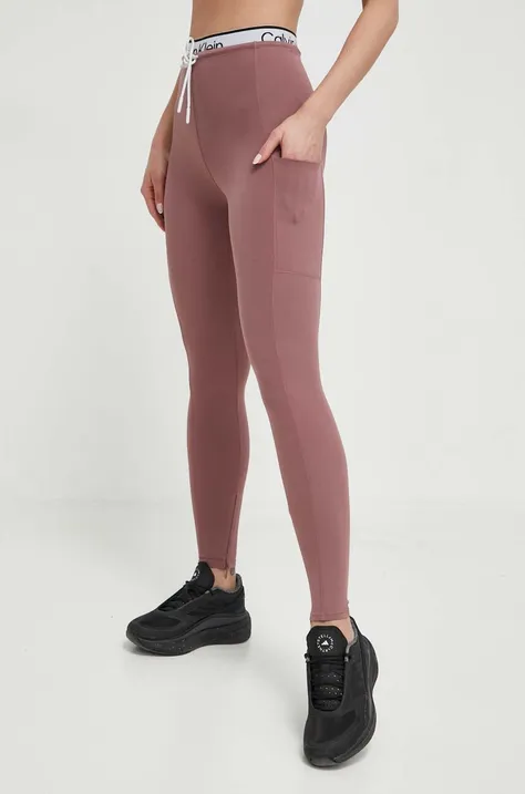 Легінси для тренувань Calvin Klein Performance колір рожевий з принтом