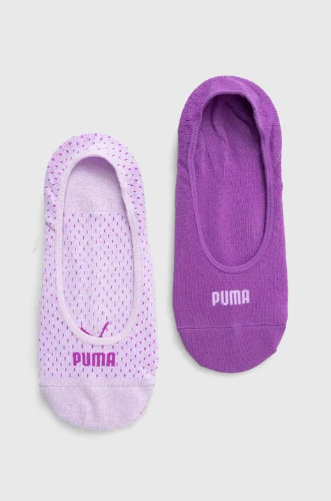 Nogavice Puma 2-pack ženske, vijolična barva, 938383