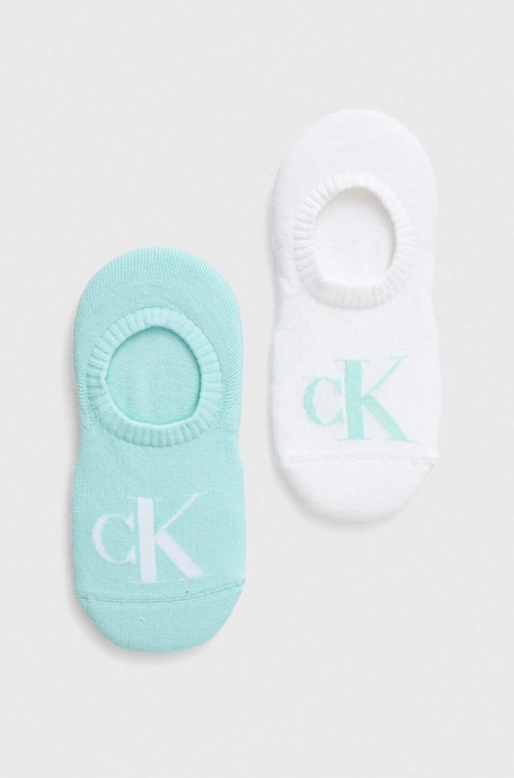 Calvin Klein Jeans skarpetki 2-pack damskie kolor turkusowy