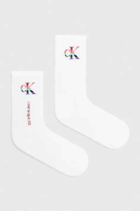Шкарпетки Calvin Klein Jeans 2-pack жіночі колір білий
