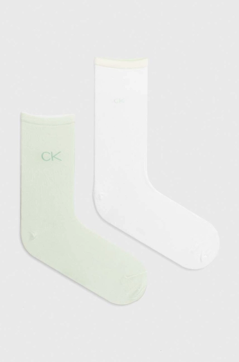 Calvin Klein sosete 2-pack femei, culoarea verde