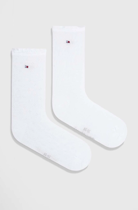 Nogavice Tommy Hilfiger 2-pack ženski, bela barva