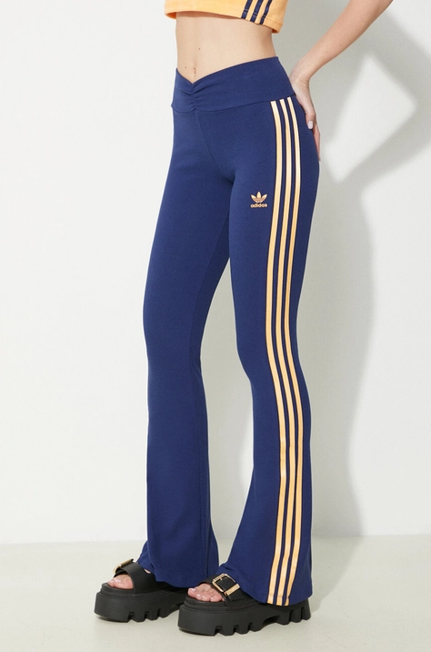 adidas Originals colanti RIB FLRD Leggin femei, culoarea albastru marin, cu imprimeu, JG8045