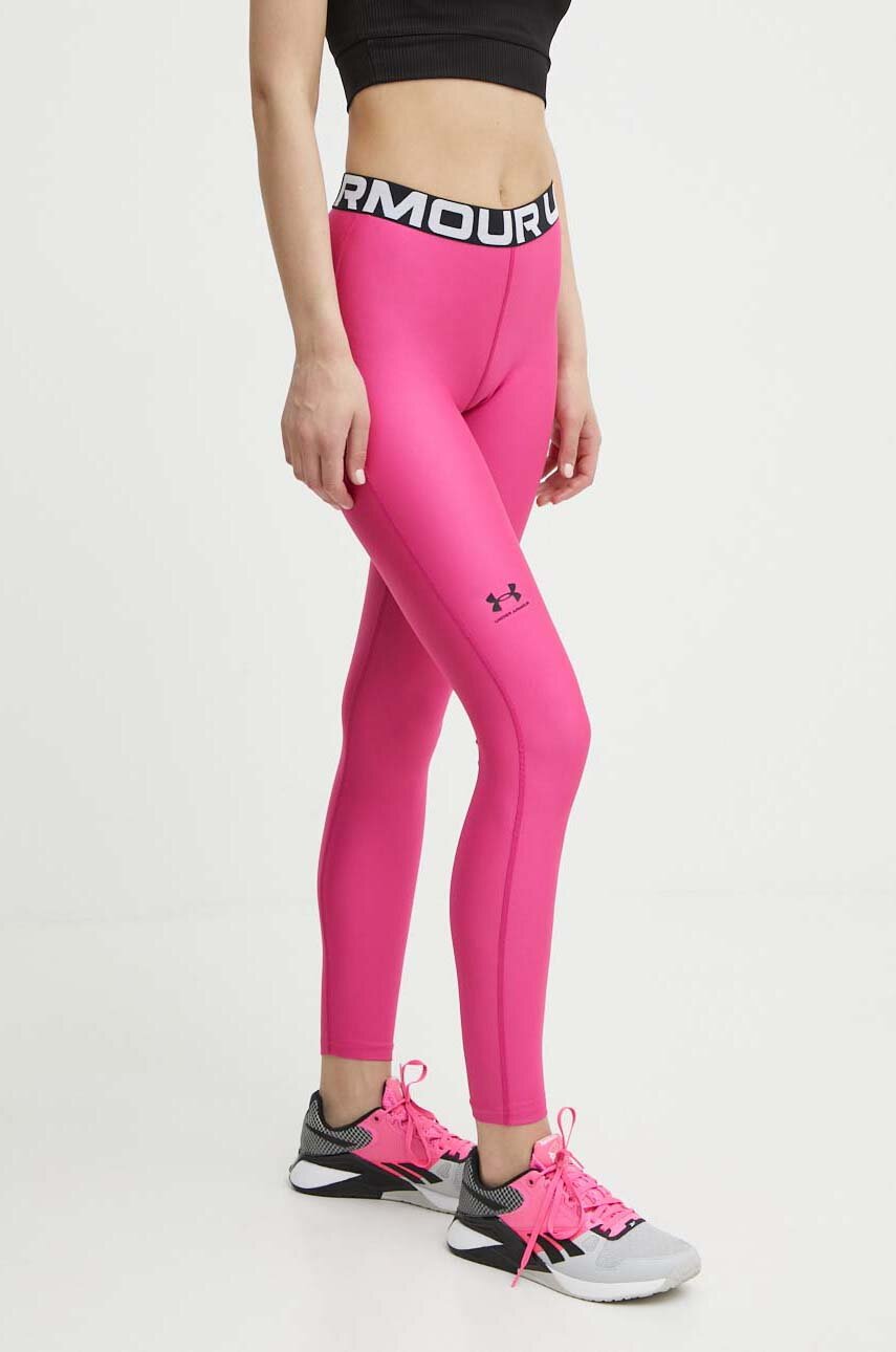 Under Armour leggins de antrenament HG Authentics culoarea roz, cu imprimeu