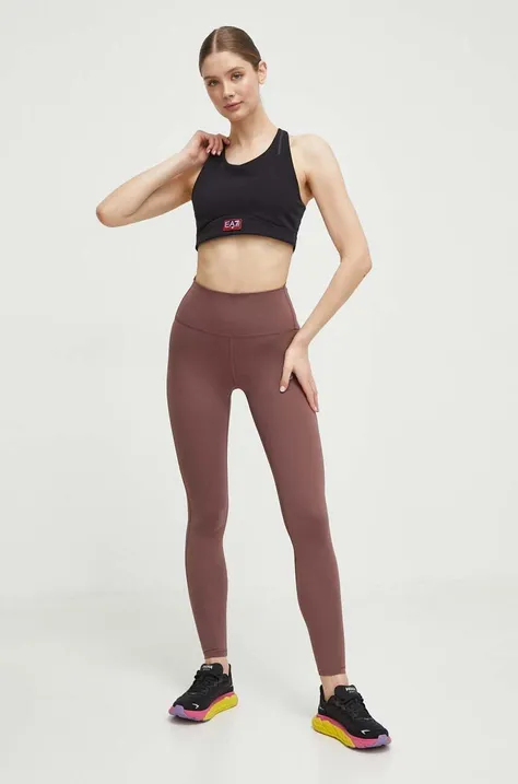 New Balance legginsy treningowe Sleek kolor brązowy gładkie