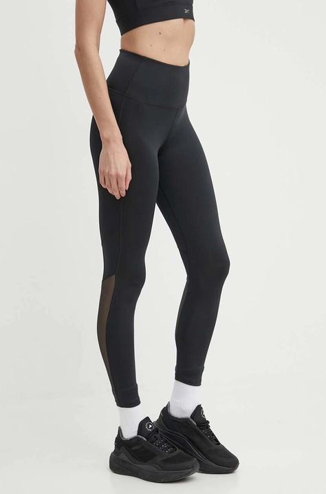 Reebok legginsy treningowe Basic Mesh kolor czarny gładkie 100075431