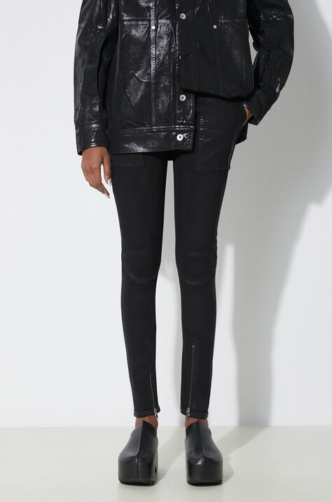 Rifle Rick Owens Denim Pants Dirt Waist Leggings dámske, čierna farba, DS01D1320.SBF.09