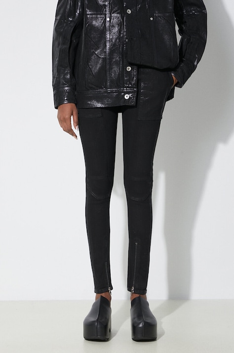 Džíny Rick Owens Denim Pants Dirt Waist Leggings dámské, černá barva, DS01D1320.SBF.09