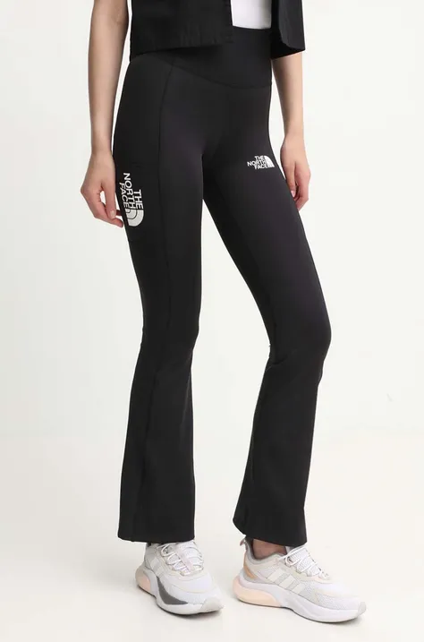 The North Face pantaloni femei, culoarea negru, evazati, high waist, NF0A87A6JK31
