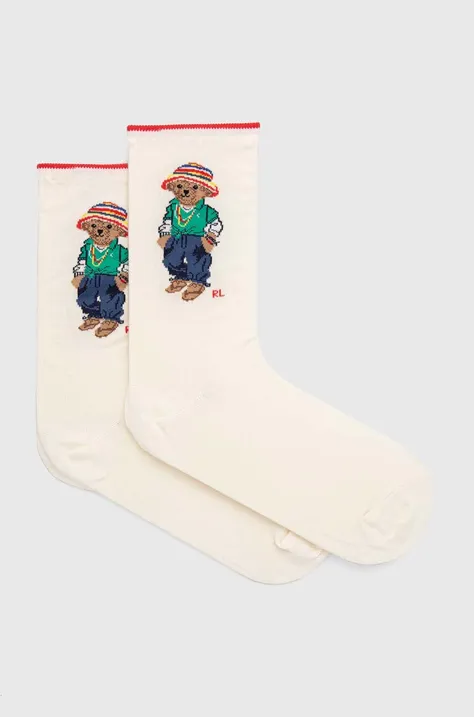 Ponožky Polo Ralph Lauren dámske, béžová farba, 455950826
