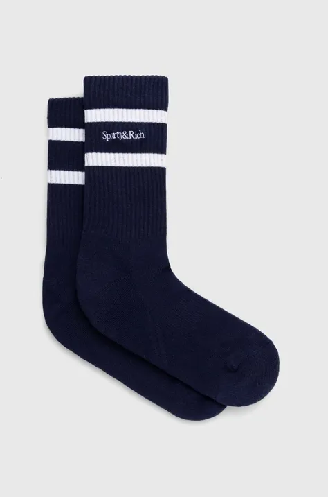 Čarape Sporty & Rich Serif Logo Socks za žene, boja: tamno plava, SOAW238NA