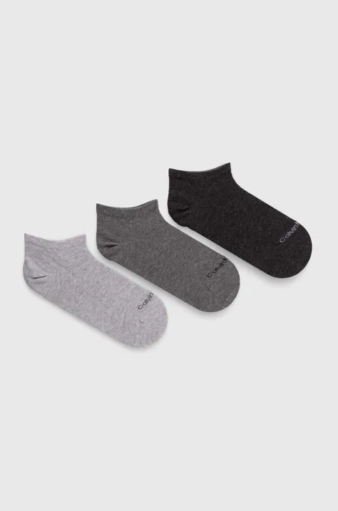 Ponožky Calvin Klein 3-pak dámske, šedá farba, 701226677,
