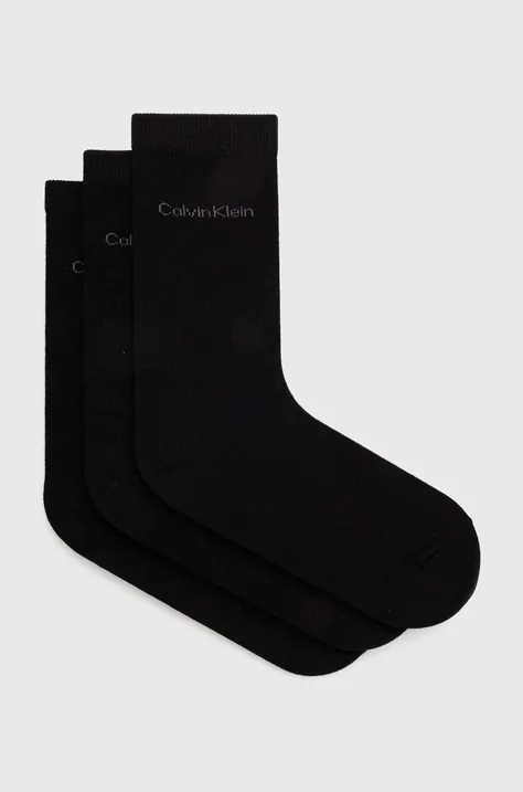 Ponožky Calvin Klein 3-pak dámske, čierna farba, 701226676