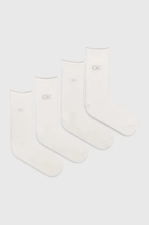 Ponožky Calvin Klein 4-pak dámske, biela farba, 701229671
