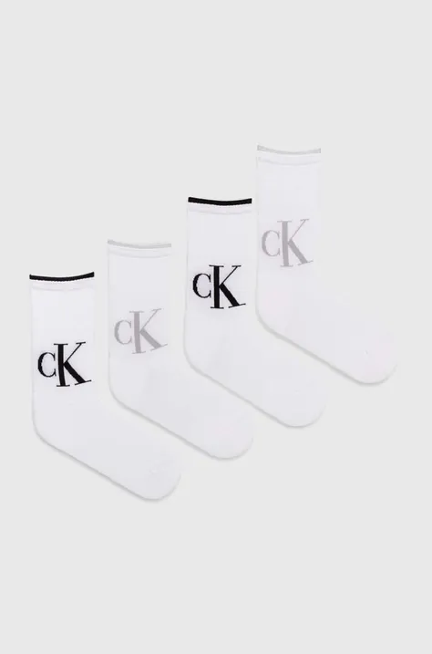 Шкарпетки Calvin Klein Jeans 4-pack жіночі колір білий 701229676